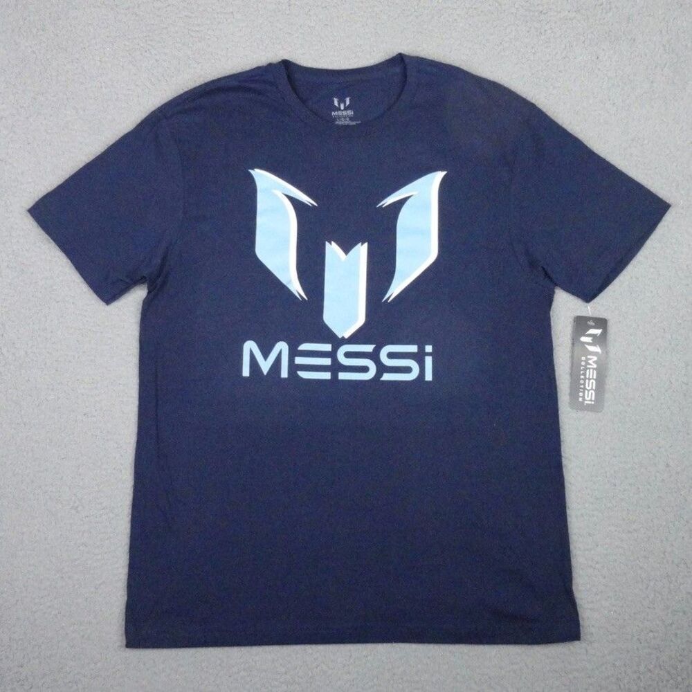 Lionel Messi Collection Shirt Mens Large Blue Shadow Logo Graphic Tee Soccer NWT